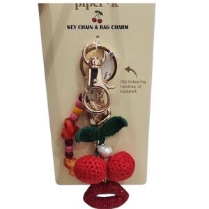Nwt Piper K Red Cherry and Lips Keychain And Bag Charm